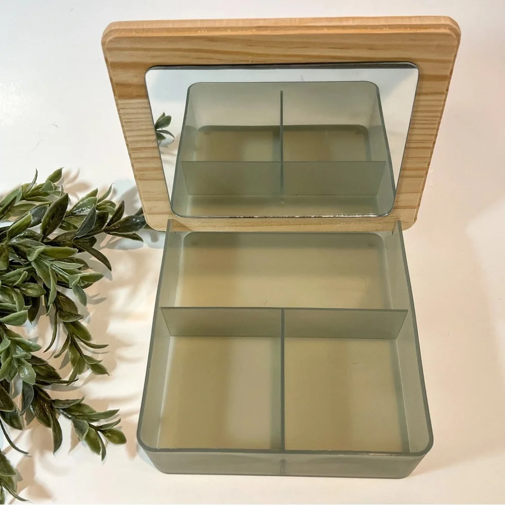 Wooden Beauty Organizer with Mirror